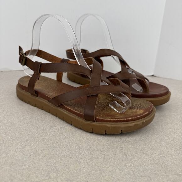 Women’s MIA Brown Leather‎ Strappy Slingback Sandals Size 9 - Picture 1 of 10